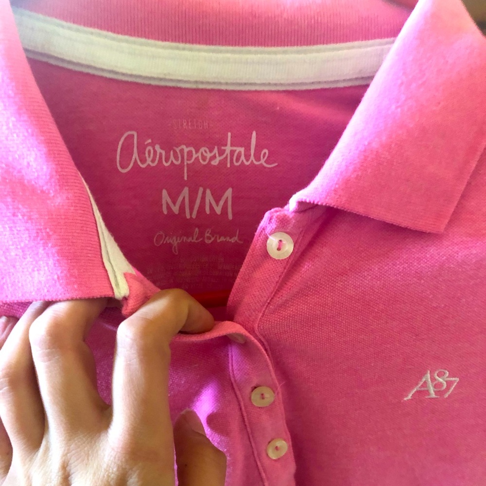 😍SUPERCUTE💗Aeropostale five button collar shirt slim fit medium VERY HOT PINK!